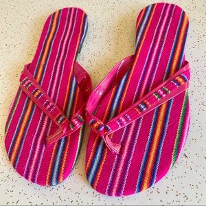 Serape Flip flops sandals hot pink summer shoes